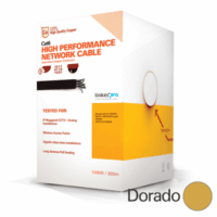 PROCAT6PLUSD1000-p.png Bobina de cable de 305 metros de cable Cat6 de alto desempeño; color Dorado, super flexible, UL , para aplicaciones de CCTV y redes de datos