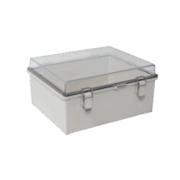 Gabinete Plástico ABS, Puerta Transparente, Uso en Intemperie IP66 (170 x 220 x 110 mm) Cierre por Broches Inoxidables.