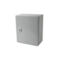 Gabinete de Acero IP66 Uso en Intemperie (250 x 300 x 150 mm) con Placa Trasera Interior Metálica y Compuerta Inferior Atornillable (Incluye Chapa y Llave T).