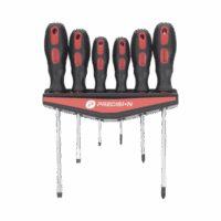 Juego de 6 desarmadores CrV con organizador y Mango Bicolor.