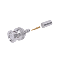 Conector BNC Macho de Anillo Plegable para Cable LMR-195, RG-58/U, RG-142, Níquel/ Oro/ Teflón.
