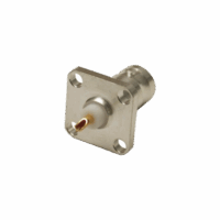 Conector BNC Hembra para Chasis, 4 Perforaciones con 12.7 mm, Plata/ Oro/ Teflón.