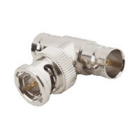 RFB1130-p.png Adaptador en T para 50 Ohm de BNC Macho a Doble BNC Hembra, Maquinado, Níquel/ Oro/ Teflón.