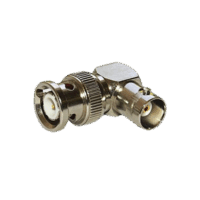 RFB1132-p.png Adaptador en Ángulo Recto, de Conector BNC Macho a BNC Hembra, 50 Ohm (Monitor), Níquel/ Plata/ Teflón.