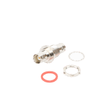 RFB1135-p.png Adaptador Doble BNC Hembra para Chasis, Hermético y de Montaje en D-Plano, Níquel/ Oro/ Delrin.