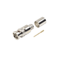 Conector BNC Macho de 75 Ohm, Anillo Plegable, para Cable 8238, RG-11/U, Níquel/ Oro/ Teflón.