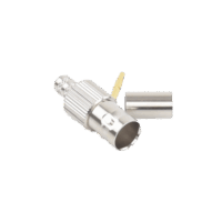 Conector BNC Hembra, 75 Ohm, Anillo Plegable, para RG-59/U, Níquel/ Oro/ Delrin.