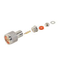 Conector N Macho de Rosca para RG-58/U, RG-142/U, Plata/ Oro/ Teflón.