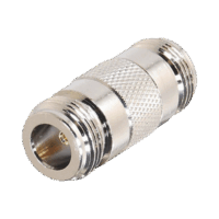 RFN10131-p.png Adaptador Barril en Linea para 50 Ohm, de Conector N Hembra a N Hembra, Plata/ Oro/ Teflón.