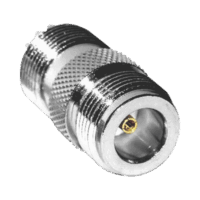 RFN10341-p.png Adaptador en Línea de Conector N Hembra a UHF Hembra (SO-239), Plata/ Oro/ Teflón.
