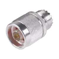 RFN10351-p.png Adaptador en Línea, de Conector N Macho a UHF Hembra (SO-239), Plata/ Oro/ Teflón.