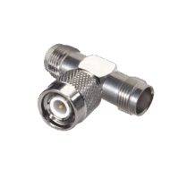 RFT1228-p.png Adaptador en T de TNC Macho a Doble TNC Hembra, Níquel/ Oro/ Teflón.