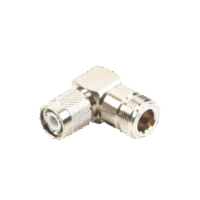 RFT123411-p.png Adaptador en Ángulo Recto de Conector TNC Macho a N Hembra, Níquel/ Oro/ Teflón.