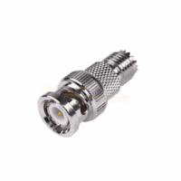 RFU627-p.png Adaptador en Línea de Conector Mini-UHF Hembra a BNC Macho, Níquel/ Oro/ Teflón.