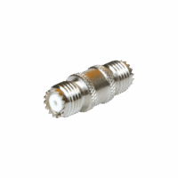 RFU629-p.png Adaptador Barril en Línea, de Conector Mini-UHF Hembra a Mini-UHF Hembra, Níquel/ Oro/ Teflón.