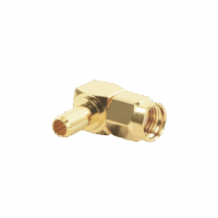 Conector SMA Macho Inverso en Ángulo Recto de Anillo Plegable para Cables RG-58/U, RG-142/U, Oro/ Oro/ Teflón.