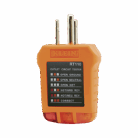 RT110-p.png Probador de Tomacorrientes Estándar, con Secuencia de Luces para Indicar un Cableado Correcto/Incorrecto.