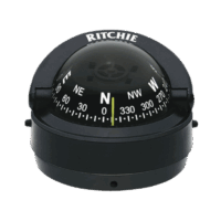 Brújula serie Explorer en color negro para montaje en superficie, cuenta con iluminación nocturna color verde.