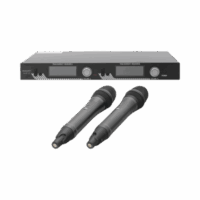 Kit de Microfonía inalámbrico | 2 Micrófonos de mano | Receptor UHF | Pantalla LCD | 200 Canales | Gran cobertura