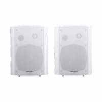 Altavoces Amplificada de Montaje en Pared 5"+1.5" | RMS 20W@8ohms y Pasivo 20W | Material ABS | Reja Metálica | Bracket de Metal | Color Blanco