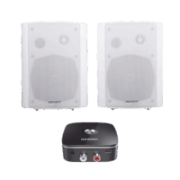 Kit  Altavoces + Modulo Receptor BT | Montaje en Pared | 2x20W RMS | Material ABS y Reja Metálica | Bracket de Metal | Color Blanco