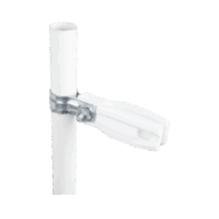 SFABRAZADERA1PW-p.png Aislador de paso o esquina de color BLANCO con abrazadera incluida de 1 Pulgada para uso en poste cerco eléctrico