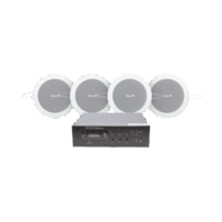 KIT de Amplificador de 120W para Escritorio | 4 Altavoces de Plafón de 4in | 3 - 6W | Sistema 70/100V