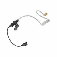 SNPAT-p.png Auricular de tubo acústico transparente con cable de fibra tranzada con conector SNAP tipo MIRAGE. Requiere micrófono de solapa de 1 o 2 hilos de la Serie SNAP.