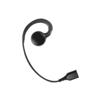SNPGH-p.png Auricular giratorio con gancho en forma de "G" con cable de fibra trenzada y conector SNAP. Requiere micrófono de solapa de 1 o 2 hilos de la Serie SNAP.
