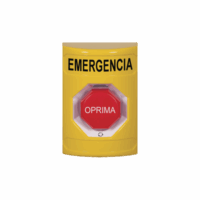 SS2209EMES-p.png Botón de Emergencia en Español, Color Amarillo, Acción Mantenida, Girar para Restablecer y LED Multicolor