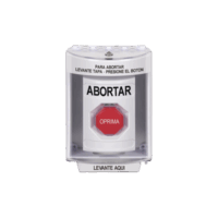 SS2382ABES-p.png Botón de Abortar, Bocina de Advertencia Integrada, Texto en Español, Tapa Protectora de Policarbonato Súper Resistente con Espaciador, Restablecimiento con Llave