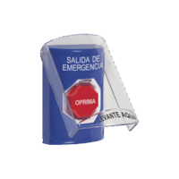 SS2422EXES-p.png Botón de Salida de Emergencia, Texto en Español, Tapa Protectora de Policarbonato Súper Resistente, Restablecimiento con Llave