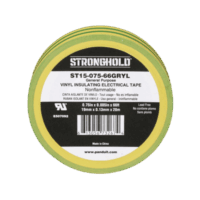 ST1507566GRYL-p.png Cinta Eléctrica STRONGHOLD para Aislar, de PVC, Uso Construcción General en Tierras Físicas, Grosor de 0.13 mm (5 mil), Ancho de 19.05 mm, y 20.12 m de Largo, Color Amarillo/Verde.