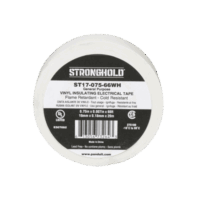 ST1707566WH-p.png Cinta Eléctrica STRONGHOLD para Aislar, de PVC, Uso General Reparación y Mantenimiento, Grosor de 0.18mm (7 mil), Ancho de 19mm, y 20.12m de Largo, Color Blanco