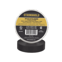 Cinta Eléctrica STRONGHOLD para Aislar, de PVC, Uso Profesional en Construcción Eléctrica, Grosor 0.18mm (7 mil), Ancho 19mm, y 20m Largo, Color Negro. Superior a cintas Super 33