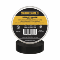Cinta Eléctrica STRONGHOLD para Aislar, de PVC, Trabajo Pesado Eléctrico Industrial (Soporta abrasión, UV, agua, aceite y corrosión), Grosor de 0.21 mm (8.5 mil), Ancho de 19 mm, y 20 m de Largo, Uso Interior/Exterior, Color Ne
