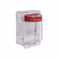 STI1130-p.png Cubierta Protectora Serie Stopper II® De Policarbonato, Con Bocina, Espaciador Transparente, Montaje en Superficie, Etiqueta en Inglés