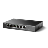 TLSF1006P-p.png Switch PoE no Administrable de escritorio / 6 puertos 10/100 Mbps / 4 puertos PoE af/at / Presupuesto 67 W / Modo Extensor hasta 250 m / Calidad video prioritaria
