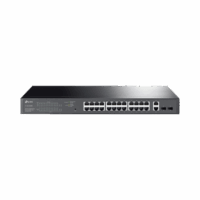 TLSG1428PE-p.png Switch PoE Administrable 24 puertos 10/100/1000 Mbps / 2 puertos SFP / 24 puertos PoE af/at / Presupuesto PoE 250W /