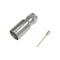 Conector F Macho en 75 Ohm, Plegable para Instalar en Cables Coaxiales RG-11, Cuerpo de Bronce-Niquelado/ Teflón.