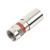 Conector F Macho de Compresión, Metálico para cable RG-59, Cuerpo de Bronce Niquelado.