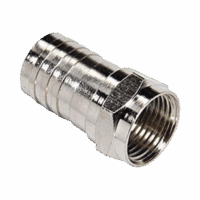 Conector F Macho, Plegable de Doble Blindaje para cable RG-6, Cuerpo de Bronce Niquelado.