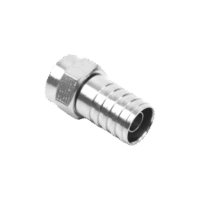 Conector F Macho, Plegable de Doble Blindaje para cable RG-59, Cuerpo de Bronce Niquelado.