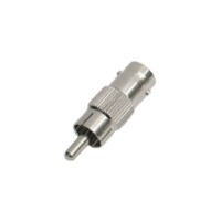 TTRG03.jpg Adaptador en línea para 75 Ohm, de conector BNC hembra a RCA macho en aplicaciones de Audio-Video para cámaras, monitores y DVR´s.