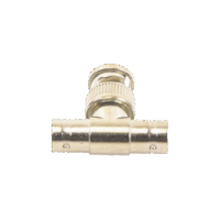 TTRG12-p.png Adaptador en T para 75 Ohm de Conector BNC Macho a Doble BNC Hembra, Níquel/ Oro/ Teflón.