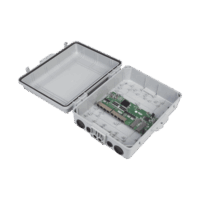 WIPS310GFRO-p.png Switch WISP/FTTx con 7 puertos PoE inverso de 24V Pasivo (PoE in), 1 puerto PoE out de 24V + 2 SFP, Integrado con Gabinete NEMA IP67 para exterior